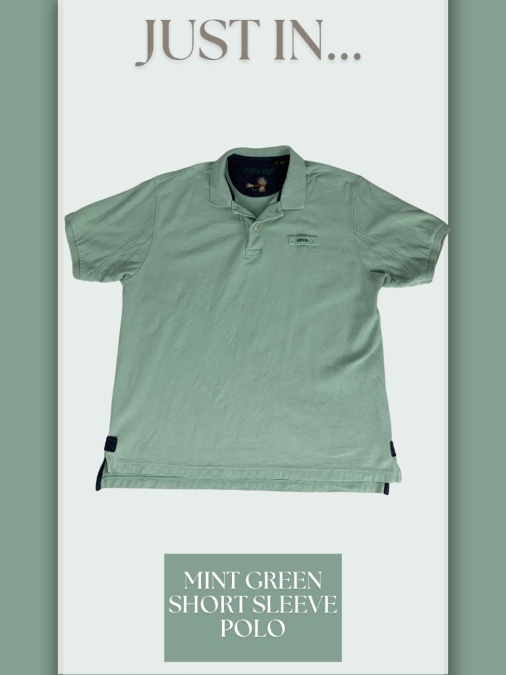 Orvis Seafoam Green Polo Shirt Men's L Preppy Gorpcore Casual